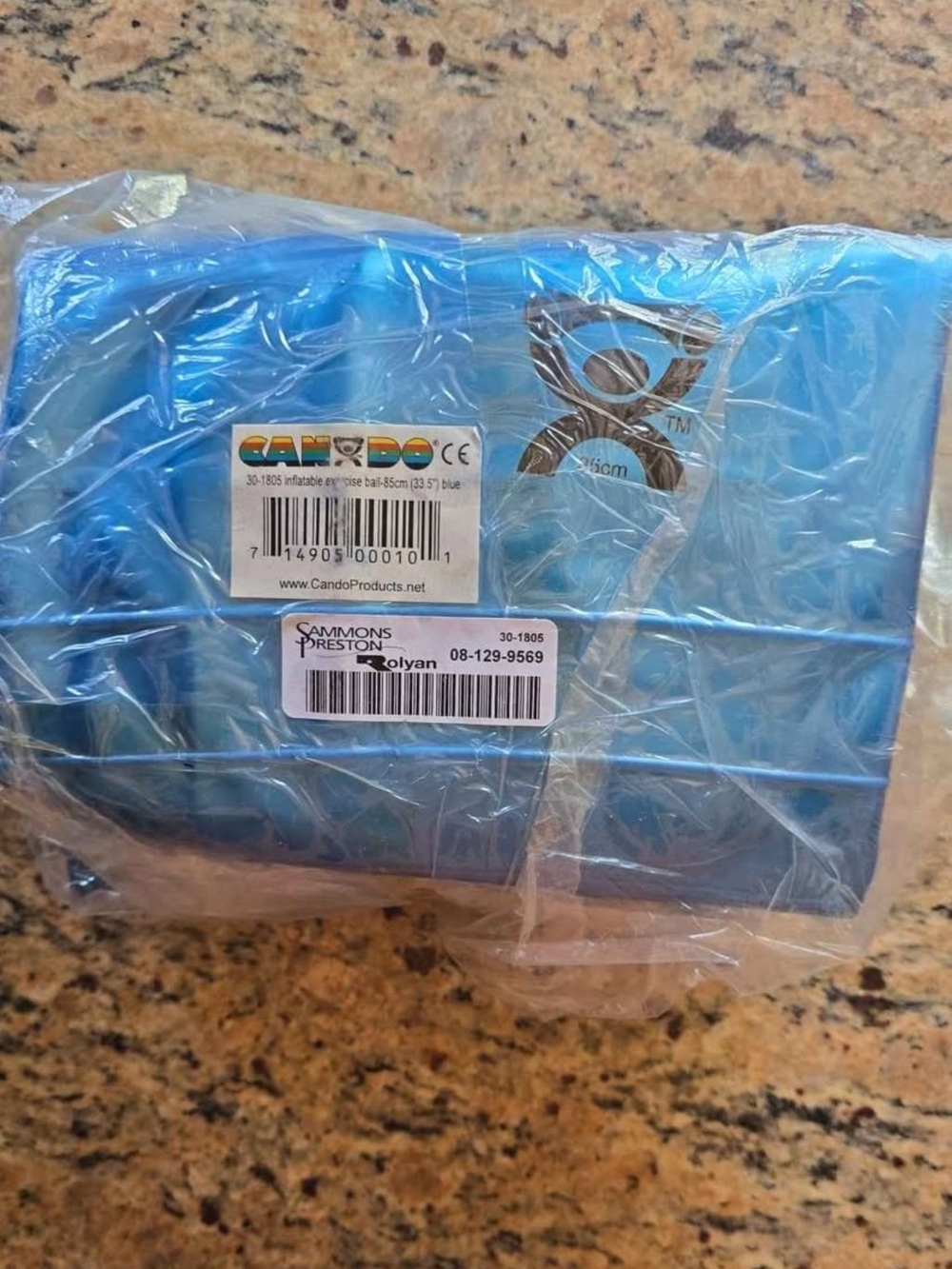 Cando Blue Inflatable Exercise Ball (Packaged)